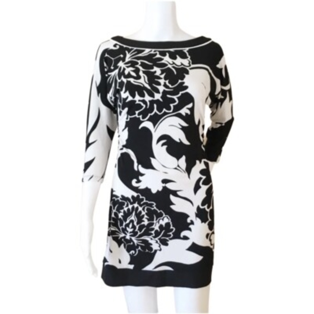 White House Black Market Monochrome Patterned Dress